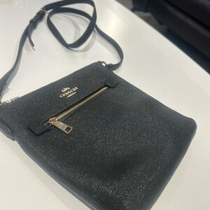 Coach Black Crossbody with Gold-Tone Zip Detail